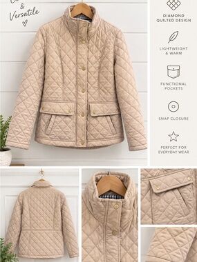 Weatherproof Quilted Puffer Jacket in Beige